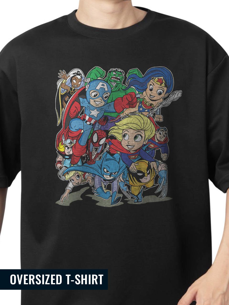 Cartoon Hero Squad Oversized T-shirt 