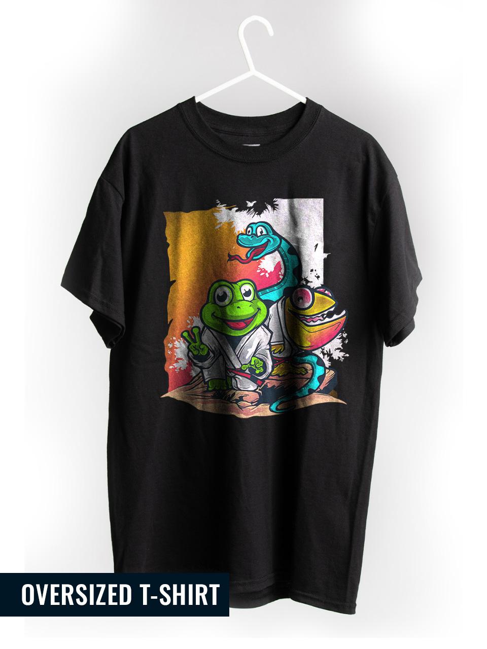 Frolicking Frog Feast Oversized T-shirt 