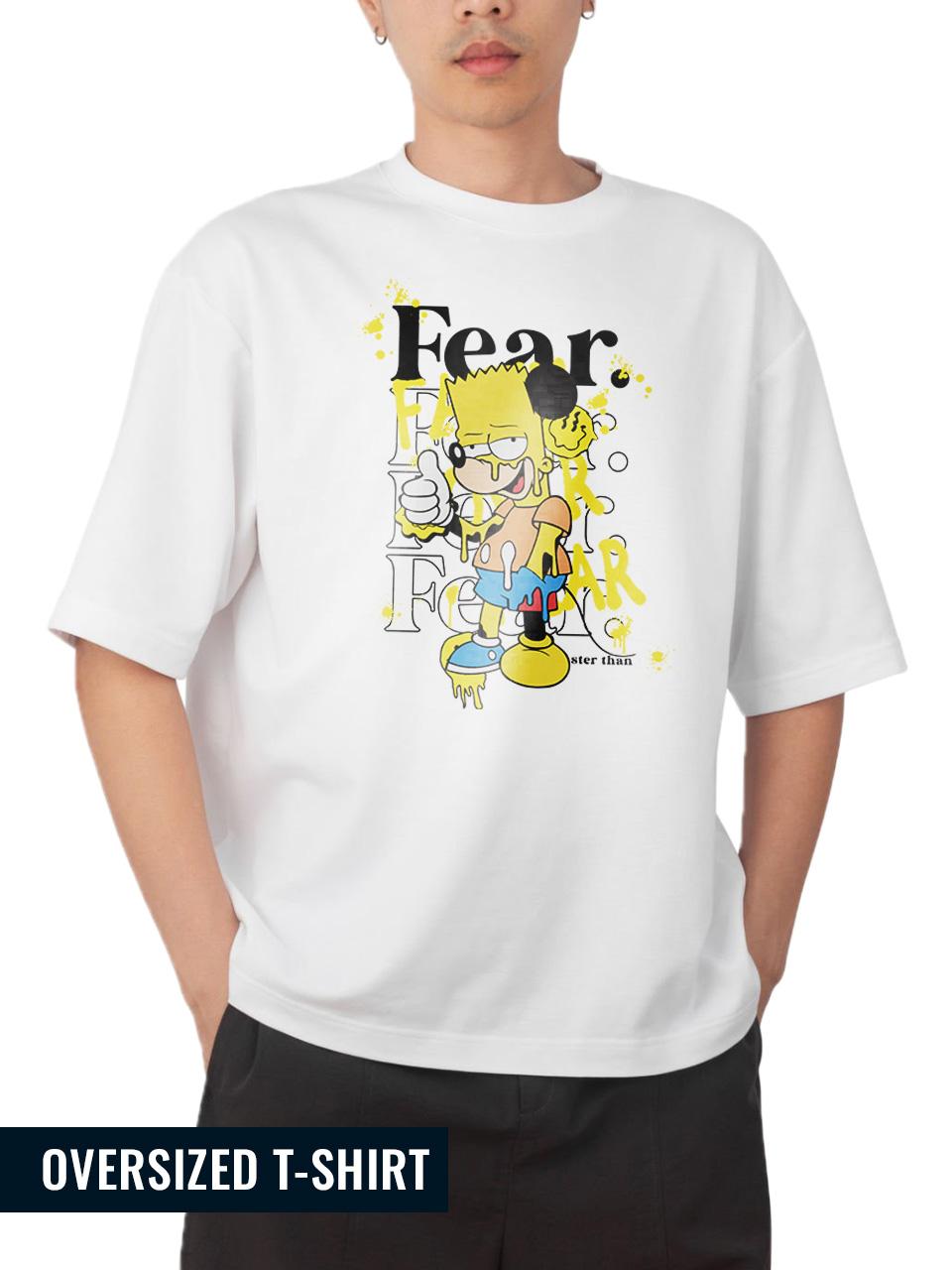 Yellow Cartoon Fear Factor Oversized T-shirt