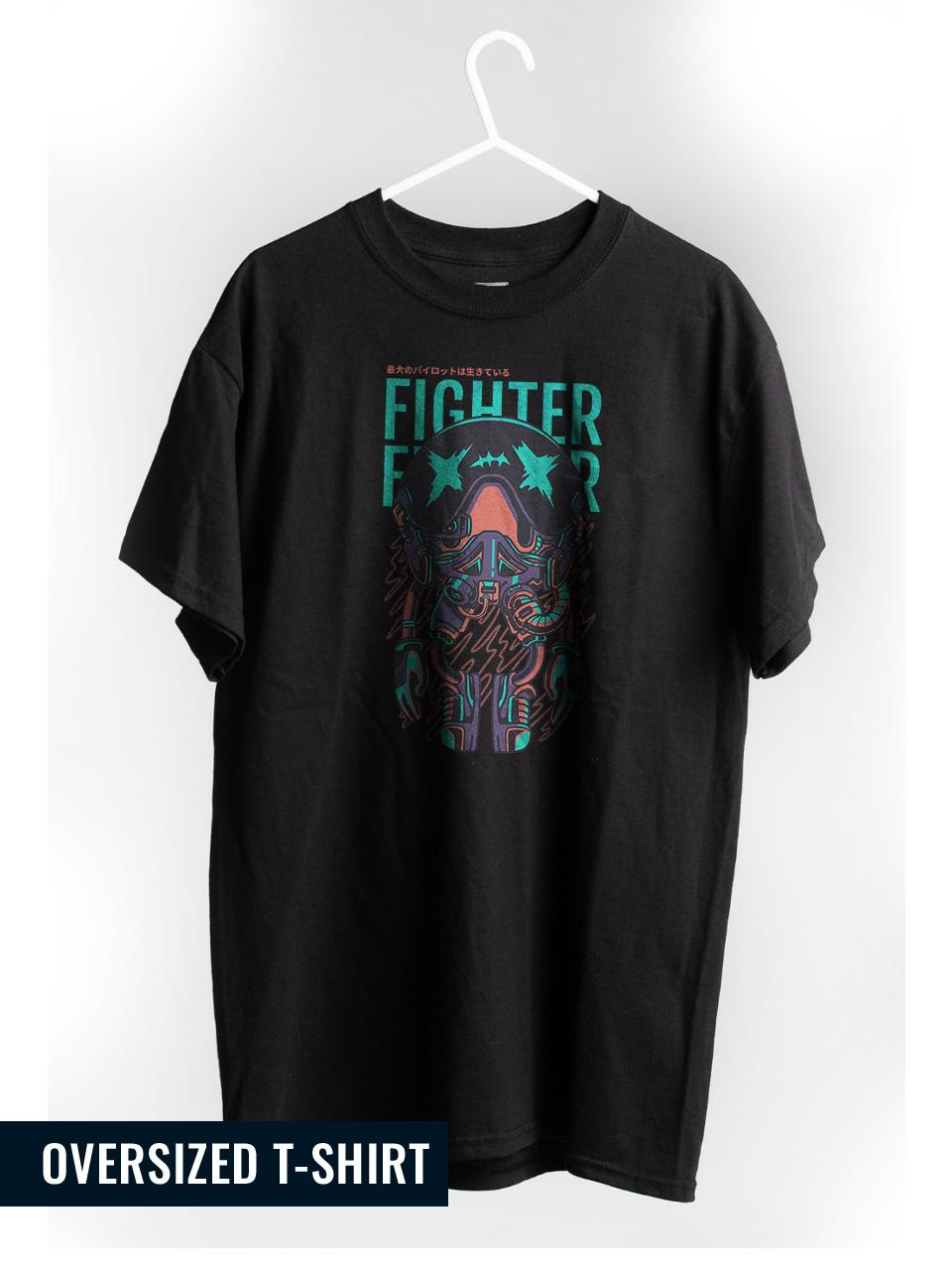 Black Monster Fighter Oversized T-Shirt