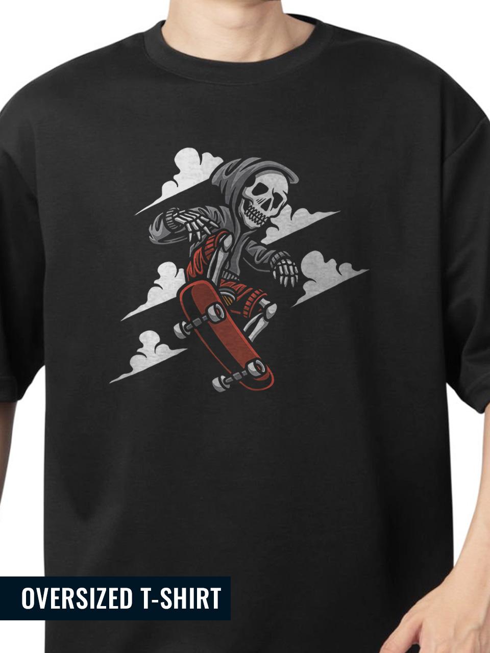 Black Skull Skater Oversized T-Shirt